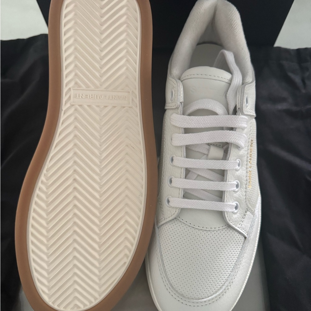 Saint Laurent White and Tan Unisex Sneakers - Picture 7 of 11